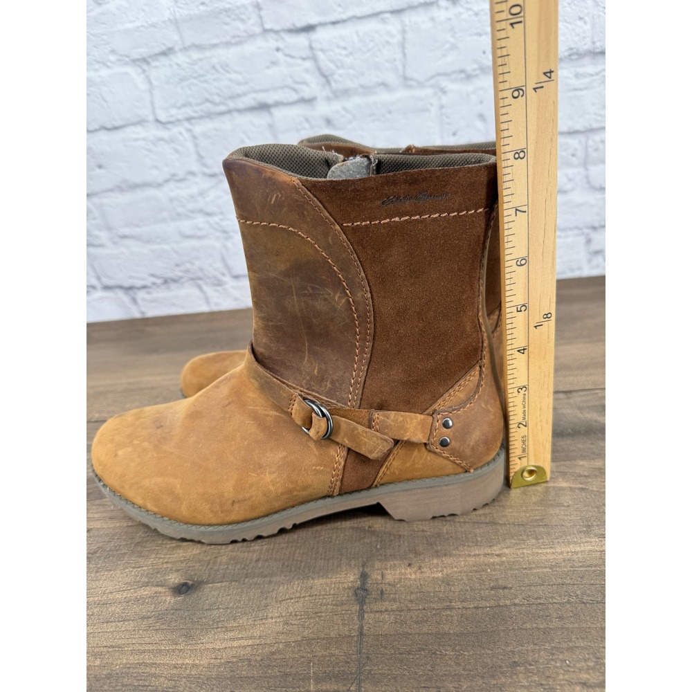 Eddie Bauer Women's Covey Leather Ankle Boots Brown Waterproof Zip‎ Moto Size 9 - Picture 15 of 15